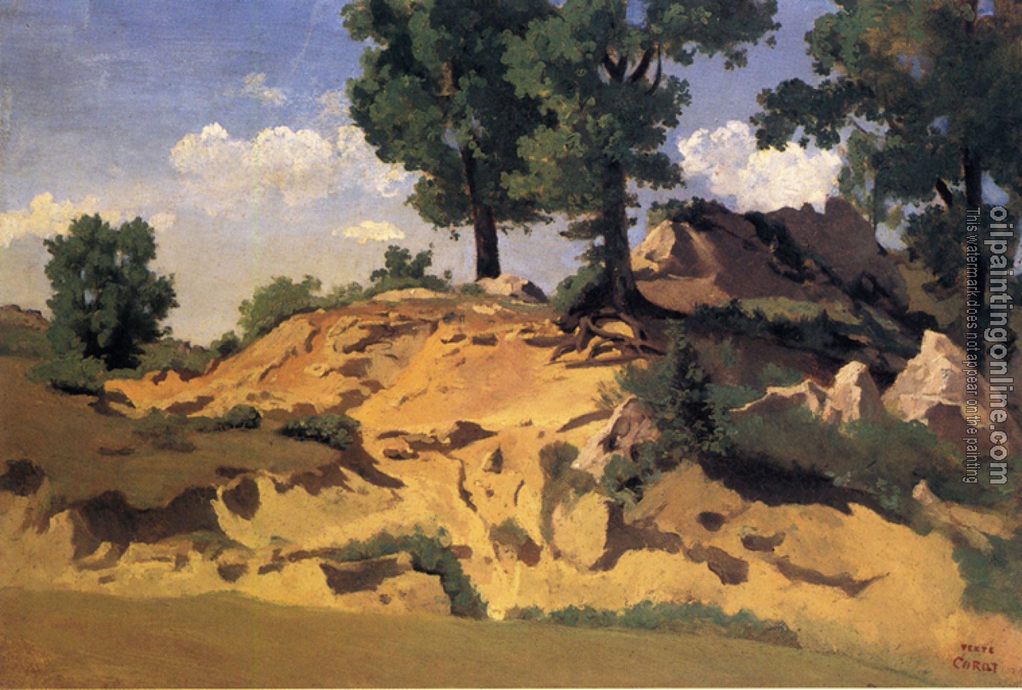 Corot, Jean-Baptiste-Camille - Trees and Rocks at La Serpentara